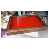 Wood Glass Front Locking Display Case, hardwood with KEYS, lined with red felt, 36"W x 24"L x 5"H