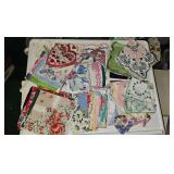Womens fancy hankies, table linens and handiwork