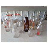 Milk bottles, carriers, soda beer whiskey bottles, medicine bottles