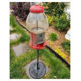 Gumball machine, Base says Curtis, metal & glass machine approx 15"H, overall stands approx 48"H, needs cleaning