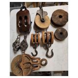 Collection of Wooden Pulleys