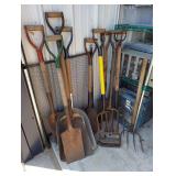 Long handled lawn & garden tools, shovels