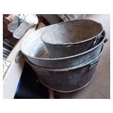 Various sized Large galvanized wash tubs/pails (3 count)