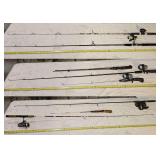 Fishing rods, reels, tackle boxes