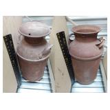 2 Milk Cans, handle of one marked Sturges
