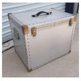 Aluminum Trunk, large box, wood-construction, All handles & latches strong and functional, 19"H x 17"D x 23"W