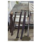 (5) 2 Man saws tagged F,G,H,I,J