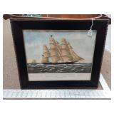Clipper Ship Flying Cloud framed print with hanger, frame measures 17"x14"