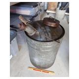 Gas cans, oil cans, buckets, funnels, etc