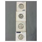 Four Standing Liberty quarters-(1) 1925, (2) 1926, (1) 1927