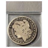 Morgan silver dollar 1881, SF mint mark