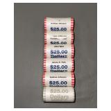 Six rolls ($25/roll) presidential quarters