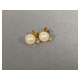 Pearl? and diamond post earrings