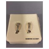 Diamond accent half hoop post earrings
