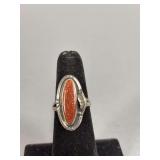 Women’s Southwest style goldstone? ring size 6  Marked ST, GF