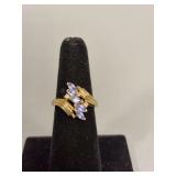 Women’s tanzanite? and diamond ring size 7 Mark is illegible