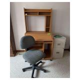 Computer desk, chair and 2 drawer file cabinet
