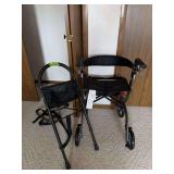 Bed grab handle and rolling walker w/ seat