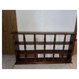 37" wide knick knacks shelf and filler, alarm clocks, figurines etc...