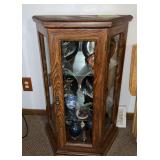 Trapezoid shaped curio cabinet 10D x 24L x 36H NO CONTENTS