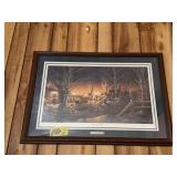 S/N Terry Redlin "Night on the Town" with COA and remarked glass F/M measures 32 x 22