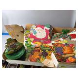 Large box of holiday window hangings