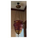 Sanctuary lamp with cranberry shade