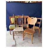 5 chairs, parlor/dining/cane seat etc...