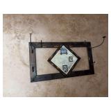 Metal coat rack w/ beveled edge mirror