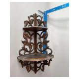 24” tall carved wood wall shelf