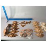 Various pieces carved wood-drawer pulls, accent pieces