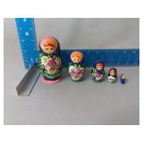 Set of 5 nested dolls, not marked