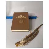 1984 History of Clayton County harbound book and pheasant tail bookmark