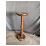 33" tall oak turned pedestal plant stand 12" round