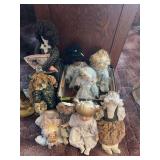Large selection of dolls includes many cloth and some porcelain