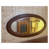 Oak framed beveled edge oval mirror 46 x 24 OR 24 x 46