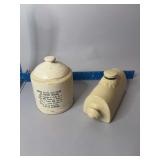 Stoneware foot warmer and Westko butter milk feed and poultry waterer