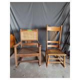 Extra wide cane seat rocker and sewing rocker
