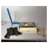 Two 13” long dresser glove boxes, spats