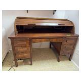 Mixed wood C curve rolltop desk 32D x 60L x 43H