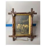 12x14 framed cat and puppy print