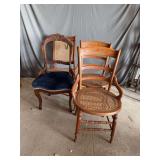 3 walnut chairs and 1 rocker