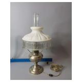 Aladdin Model 11 nickel plated lamp, electrified with Aladdin chimney
