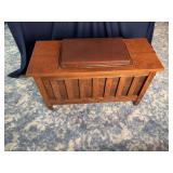 Walnut veneer flip seat piano bench, 15D x 36L x 20H