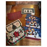 Seven entry rugs, most new
