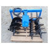 Skid Steer Auger Mower King, SSECAG-Y With 3 Bits, 6in,12in,14in Frame color may be Black or Blue