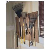 Broom shovel and rakes