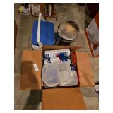 Tupperware, Coleman Cooler, Trash Can