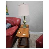 Lamp and Ethan Allen Drop Leaf End Table, 13w x 30d x 24h with Leafs ends down