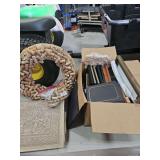Wood Picture Frame, Box of Various Picture Frames, Cork Wreath